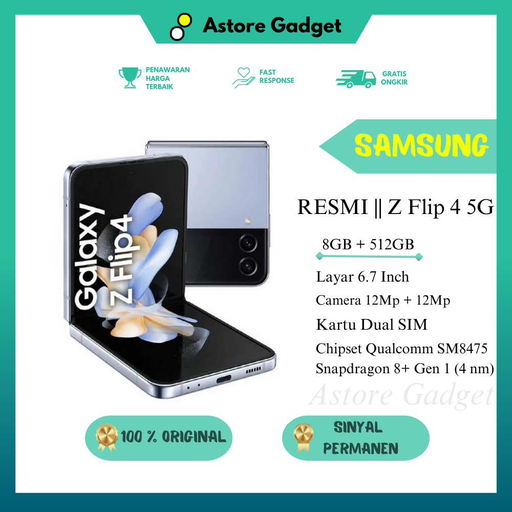 SAMSUNG GALAXY Z FLIP 4 5G 128/256/512GB - RAM 8GB - Original - Bekas - Fullset