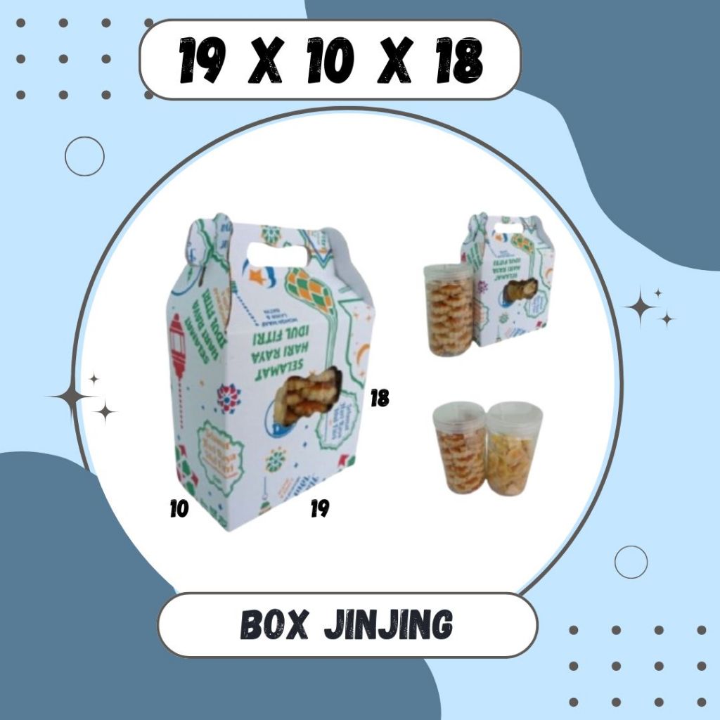 

Box kuker 19x10x18 Jinjing (KUKER TOPLES JAR 1000ml Isi 2) Kardus Kue Kering / Idul Fitri /Hampers / Lebaran / Gable Box Polos/Motif