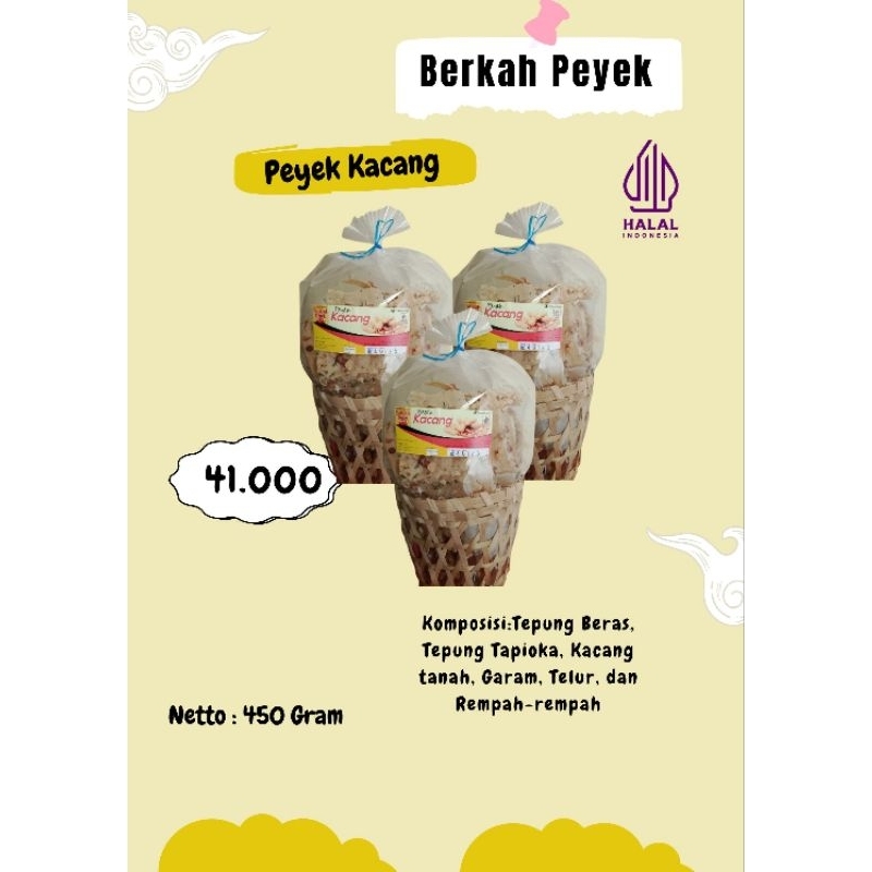 

Peyek Kacang Kemasan Keranjang Besar Berkah Peyek 450 Gram