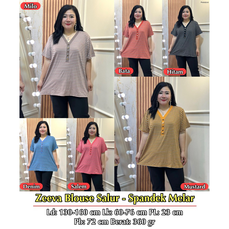FINA BIGSIZE - (ZEEVA BLOUSE SALUR) ATASAN WANITA JUMBO BIGSIZE KEKINIAN