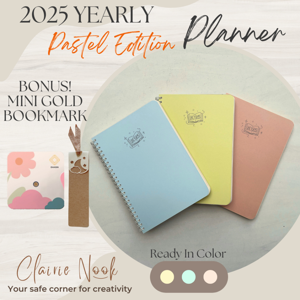 

Clairie Nook Yearly Planner 2025 Pastel / Jurnal / Journaling Diary Planner / Yearly Journal – Custom Nama