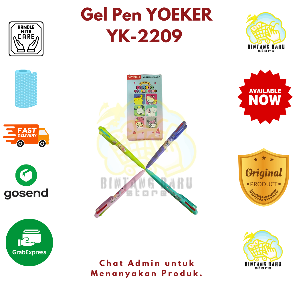 

YOEKER - PULPEN GEL - 4 WARNA - EDISI SANRIO LOVERS CLUB