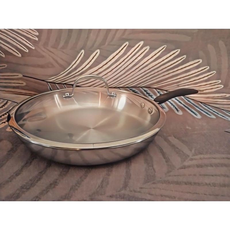 FryPan Fry Pan 30cm Stainless Steel Wajan Penggorengan Premium Hamilton Beach Termasuk Tutup Kaca
