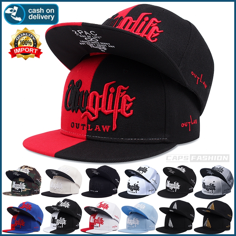 Sumbrero Snapback topi Olahraga Luar Ruangan Thug Life Cap 2PAC Bordir Cap untuk Pria Modis Bisbol p