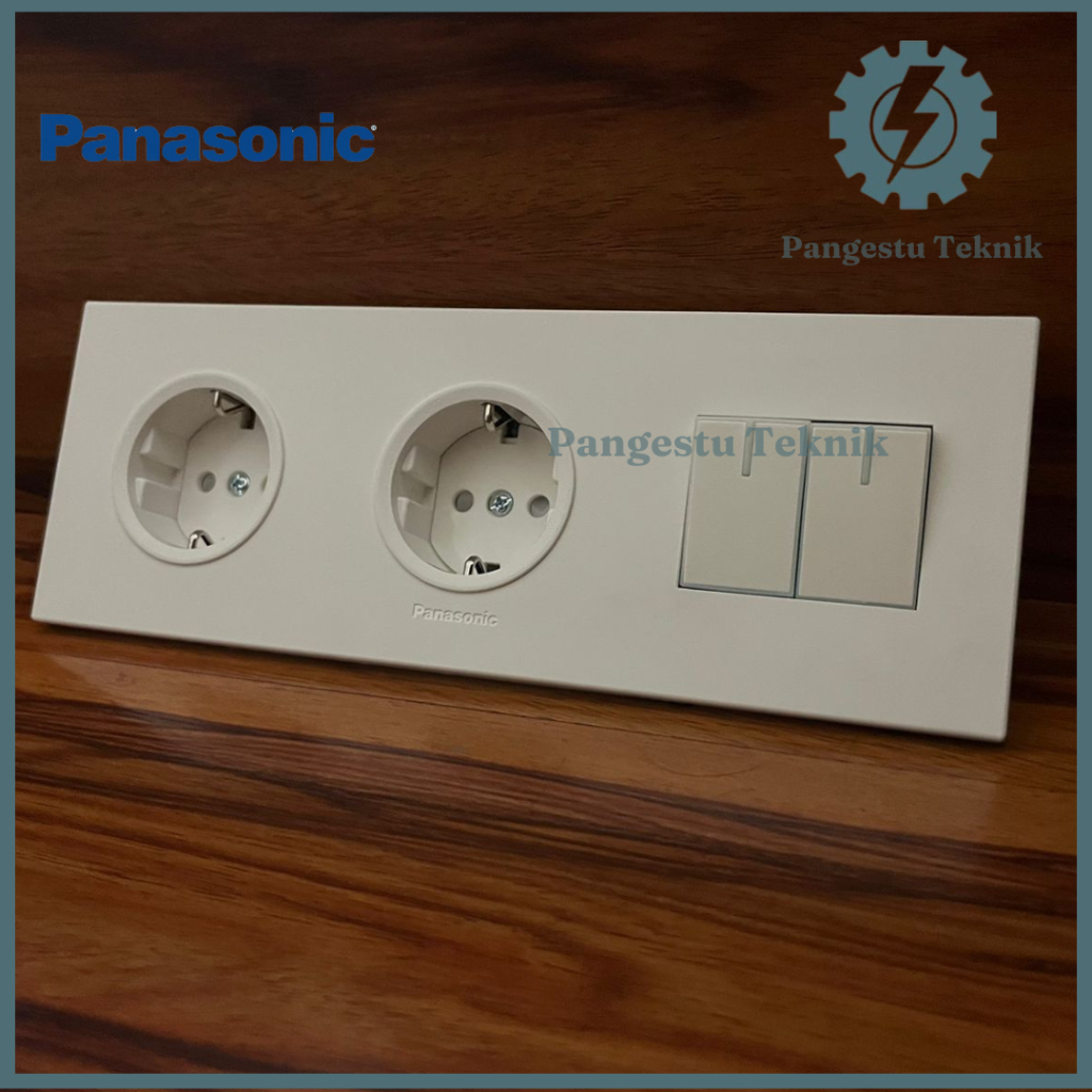 Panasonic Double Stop Kontak + Saklar Seri / Dua Stop Kontak + Saklar Gede Panasonic Style White Ser