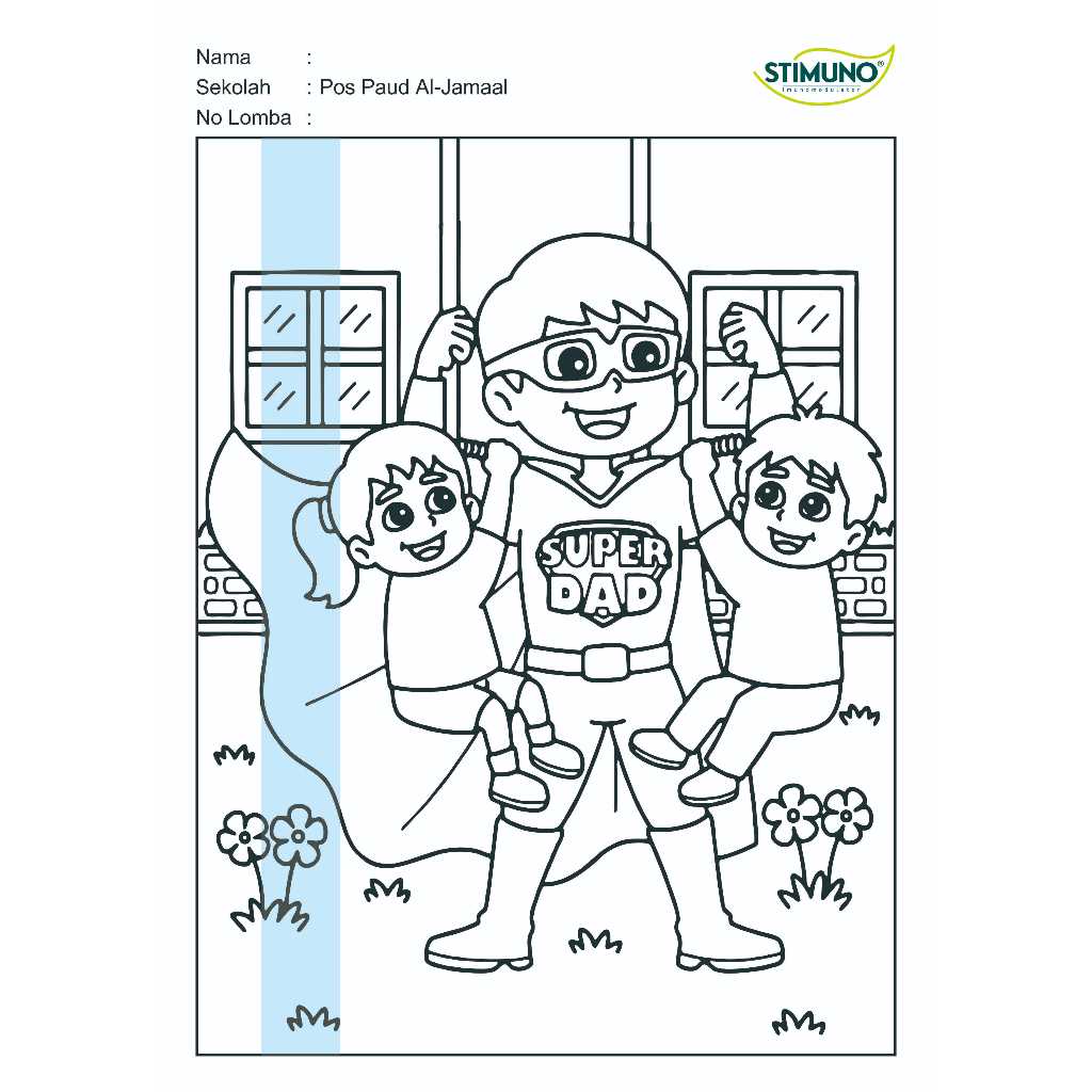 KERTAS MEWARNAI / COLORING / KERTAS GAMBAR / CUSTOM SUPER DAD / HARI PAHLAWAN