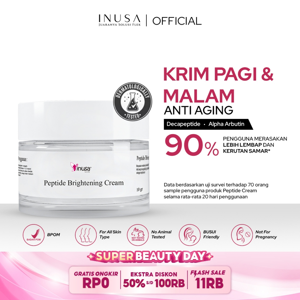 Inusa Peptide Brightening Cream - Krim Flek BPOM Anti Kerutan