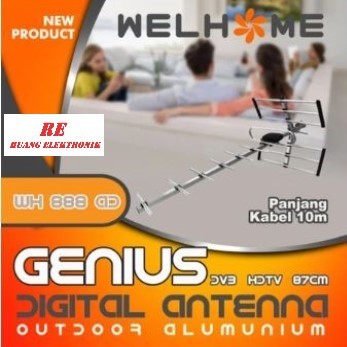 Antena TV Luar Welhome Genius 888AD New bonus kabel 10 M Original Siaran Digital bisa untuk TV Recei