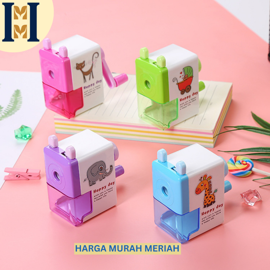 

Rautan Serutan Pensil Putar Gaya Kartun Sharpener Rautan Meja 4 Warna