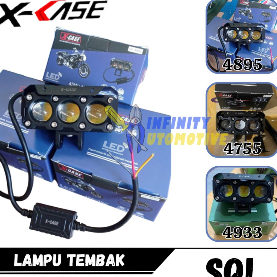 LAMPU TEMBAK LED Fog Lamp 3 MATA LAMPU SOROT 3MATA LED X-CASE PLUS BALLAST PUTIH PUTIH KUNING PUTIH 