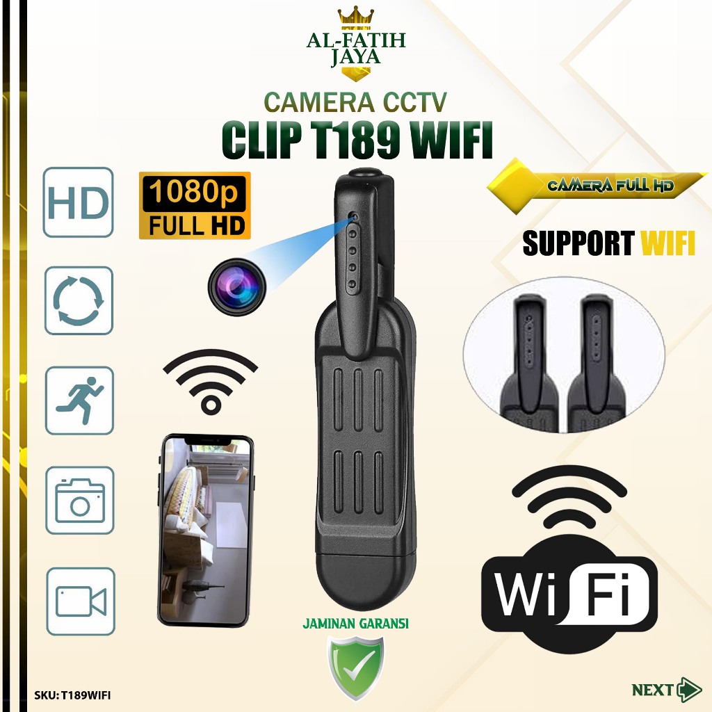 Mini Spy Cam Pen Clip T189 Wifi Kamera Pulpen Saku Pocket HD 1080P Camcorder Perekam Suara Vidio Pot