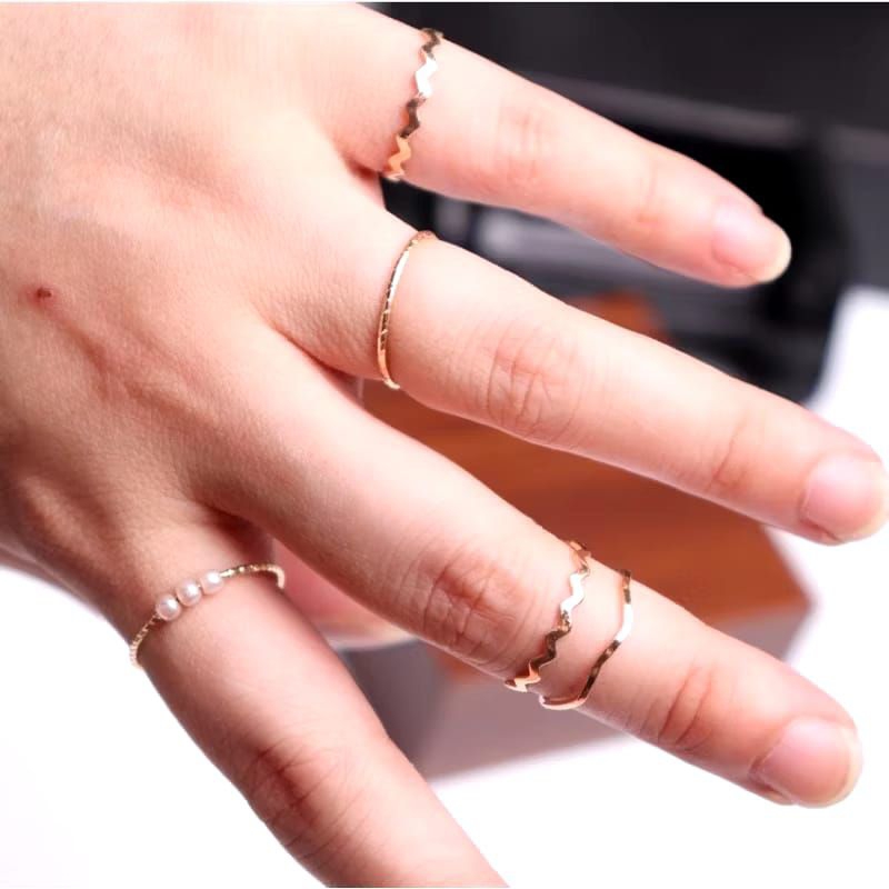 1 set 5pcs cincin gold / cincin pearl korea style / cincin polos gold 5pcs
