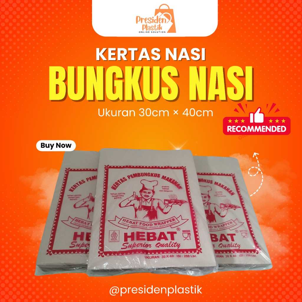 Kertas Bungkus Nasi Jumbo Ukuran 30cm x 40cm/Kertas Nasi/Kertas Nasi Hebat/Paper Nasi/Bungkus Nasi K