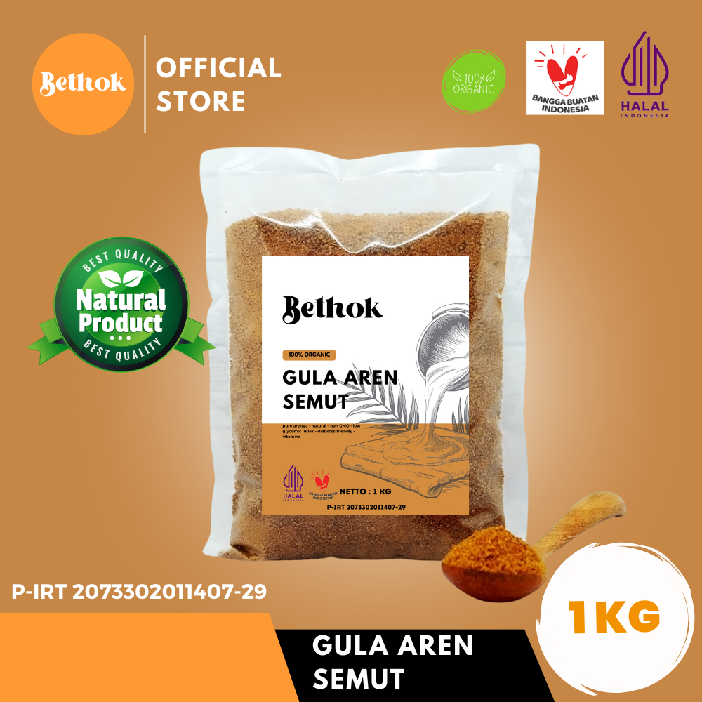 

Gula Aren Semut Premium Grade A/Nira Aren Bubuk Organik 1kg Bethok