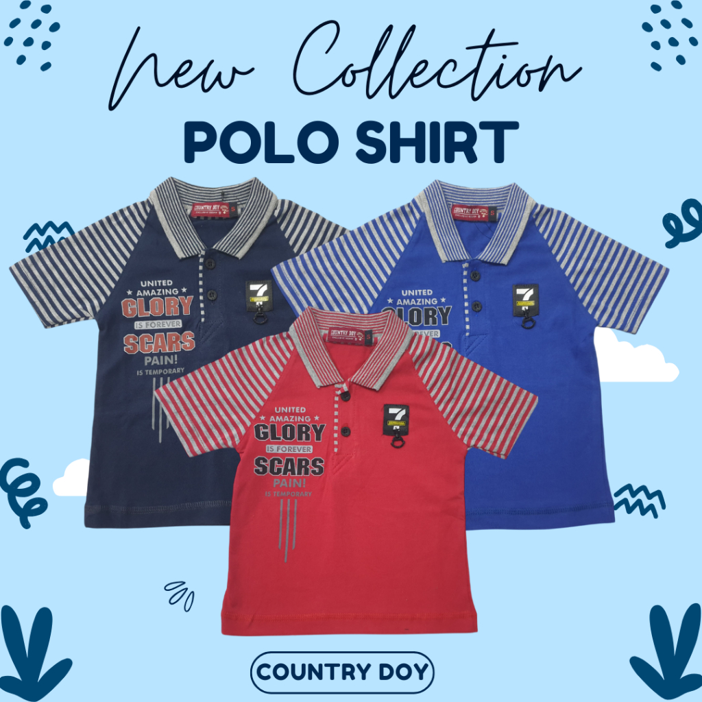 CountryDoy---Striped Polo Shirt Boys Kaos Polo Salur garis garis Kaos Kerah Katun sehari hari untuk 