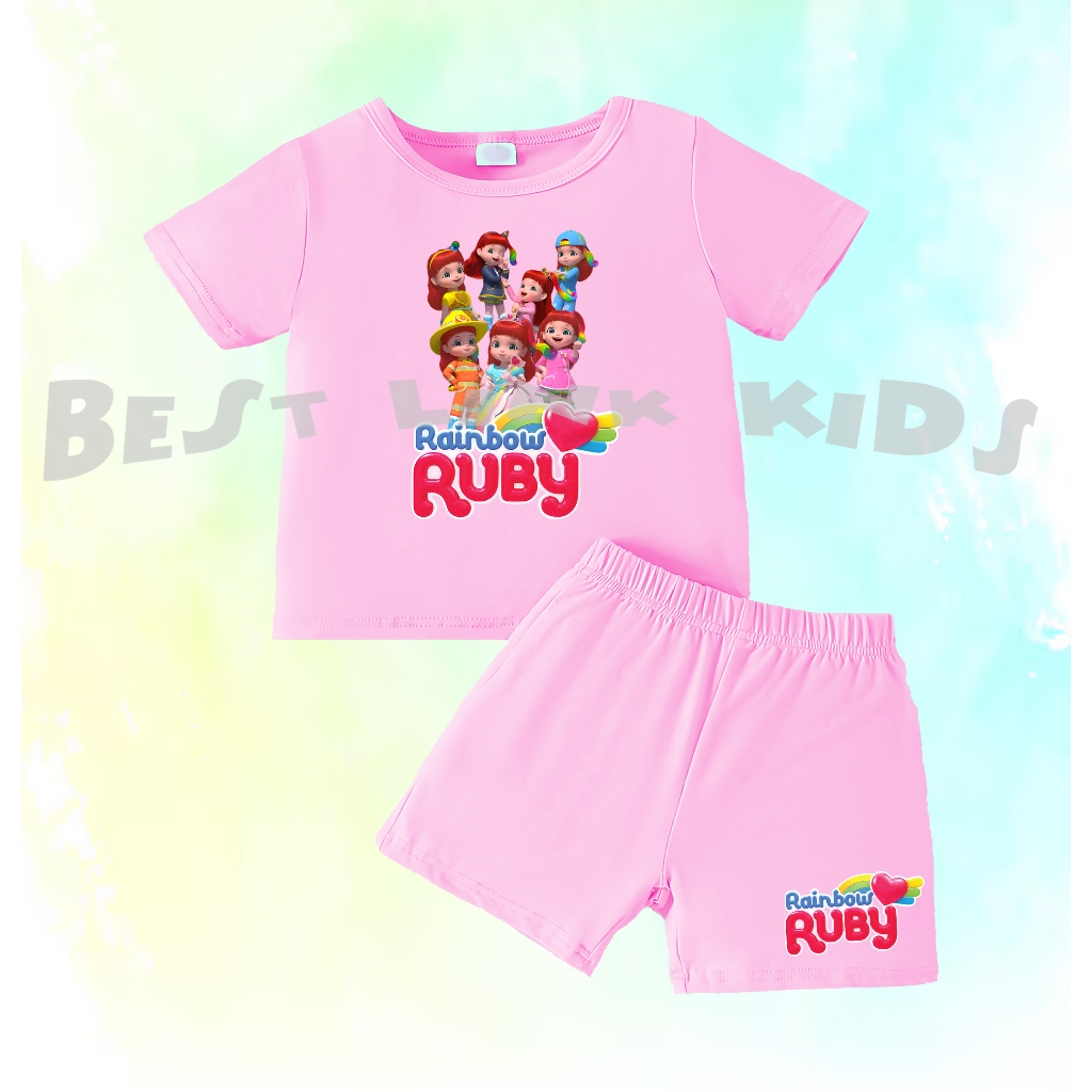 Setelan Baju Anak Costum Rainbow Ruby Karakter Ruby Free Nama
