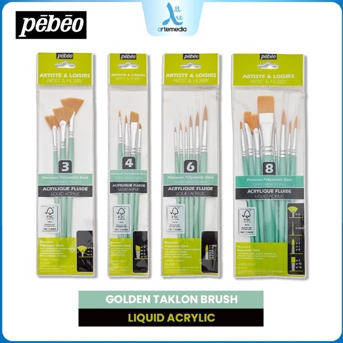 

KODE P89C Pebeo Golden Taklon Liquid Acrylic Brush Set Artist Hobby Brush