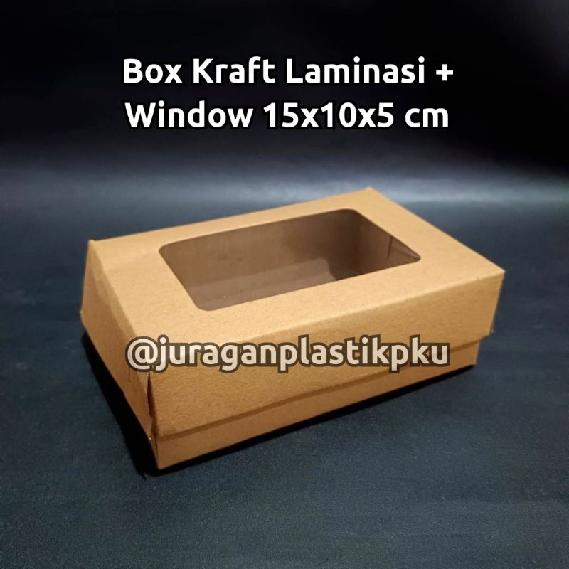 

Box Kraft Laminasi + Window 15x10x5 cm | Dus Kemasan Brownies Mini | Kotak Kue Transparan Dessert 15 x 10 Jendela Craft