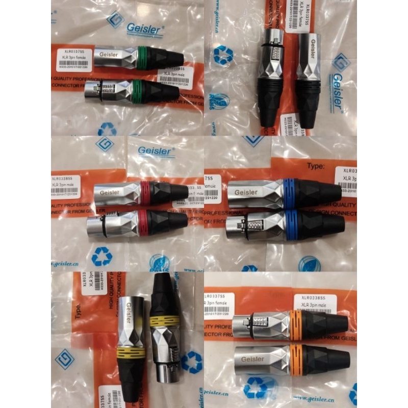 1 Set Jack Canon XLR Male Female / Cowok Cewek Sepasang Geisler Original Silver Diamond