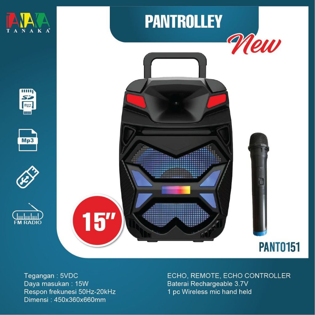 OBRALSPEAKER AKTIF 15 inch portable TANAKA DIAMOND / Speaker Bluetooh Gratis Mkroponr wireless/speak