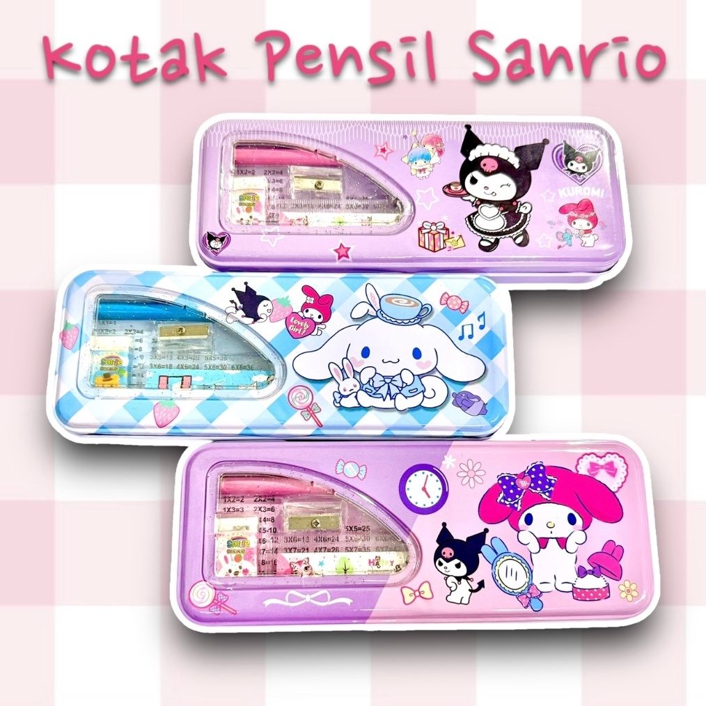 

Potongan 1 KP6 Kotak Pensil Kaleng 2 tingkat Gambar Sanrio Kuromi Stationery Set isi Kotak Pensil Pensil Penggaris Penghapus Serutan A119