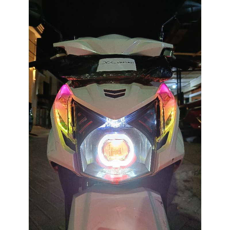 PAKET LAMPU ALIS RGB REMOT BEAT FI 2013-2015 + REFLAKTOR MIKA BENING