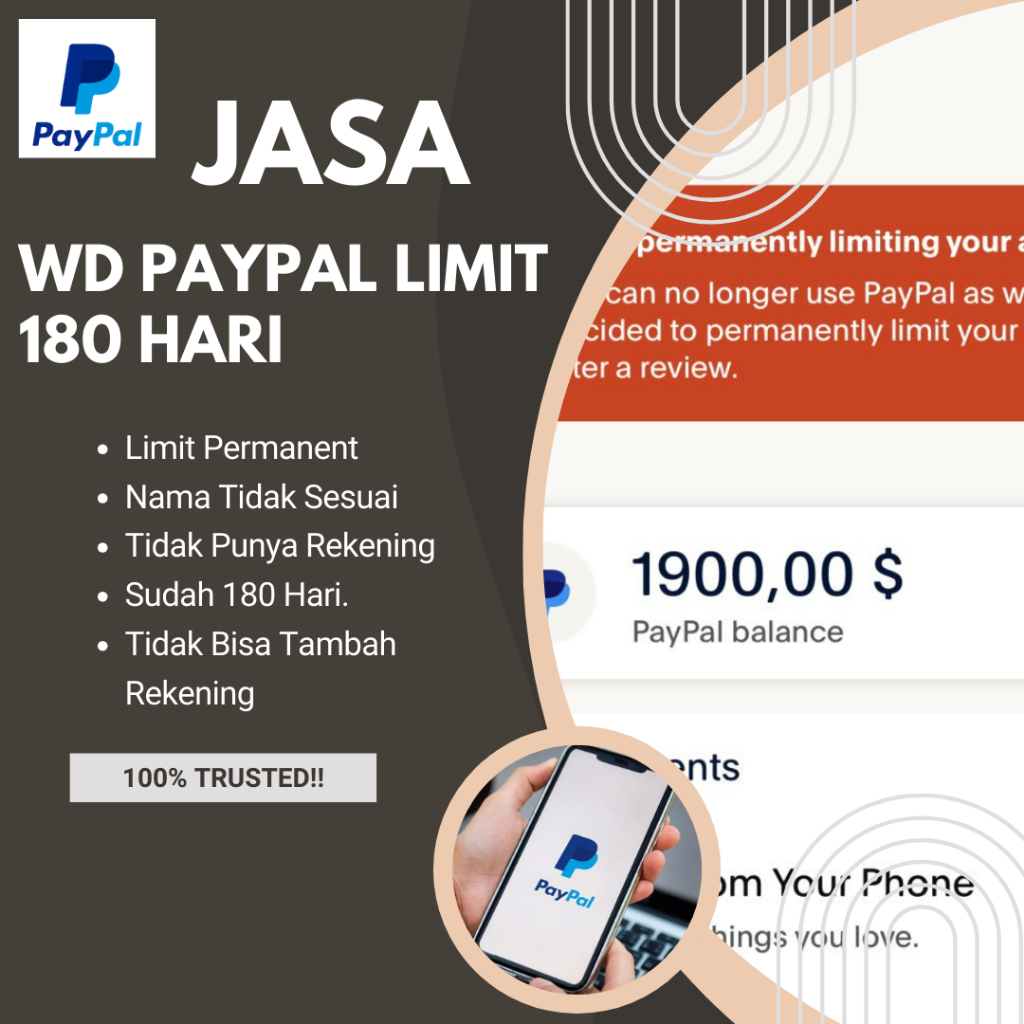 JASA WD PAYPAL LIMIT PERMANENT | PENARIKAN USD KE IDR | LIMIT LEWAT 180 HARI | JASA WITDRAWL PAYPAL