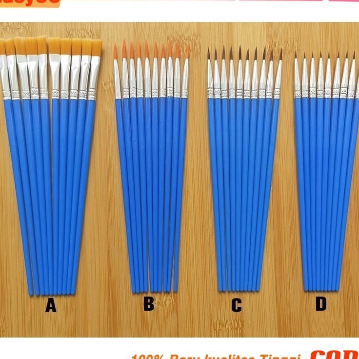 

Serbu Voucher 5Pcs Kuas Cat Air Bulat Datar Kuas Kecantikan Set Kuas Cat Minyak 17cm
