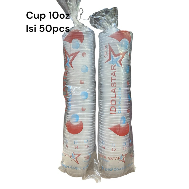 Gelas Plastik /Cup 10oz Datar (50pcs)