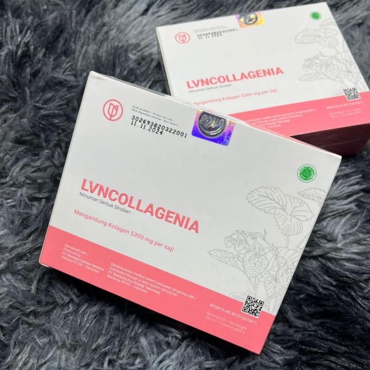 LVN Collagenia Serbuk Collagen Stroberi Suplemen Collagen Pencerah Kulit Badan Aman 1 Box isi 10 sac