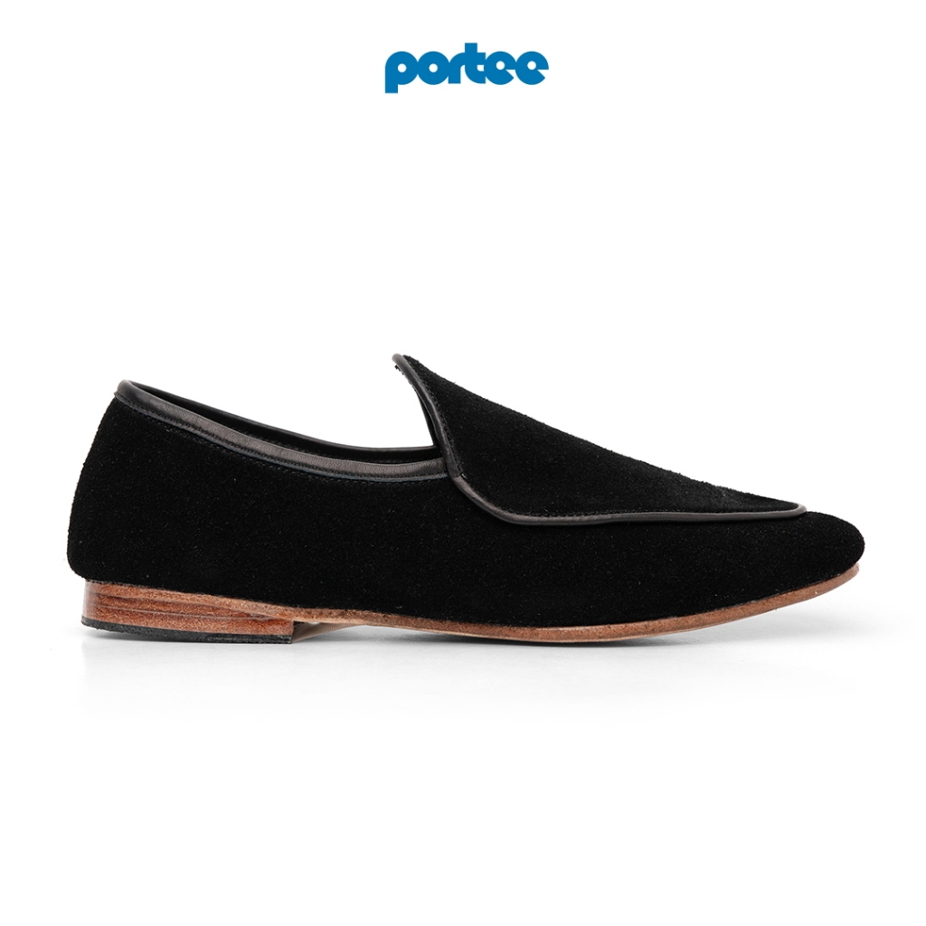 Sepatu Kulit Pria Portee Goods Loafers Belgian Suede Hitam