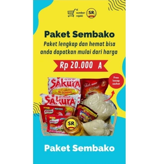 

PAKET SEMBAKO MURAH MERIAH/PAKET HAMPERS/PAKET MURAH +FREE KECAP SACHET