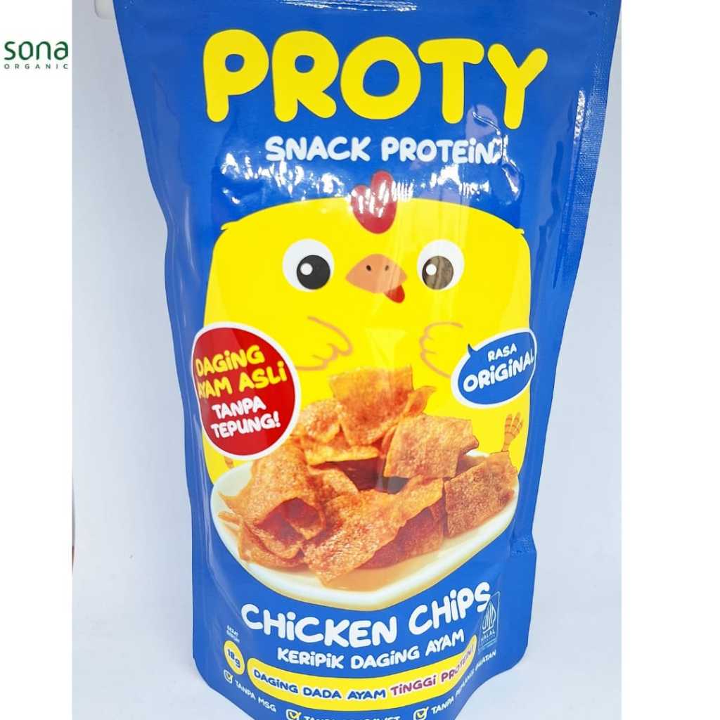 

Snack Chicken Chips Original 18gr - PROTY - Keripik Daging Ayam - Snack Cemilan Tinggi Protein