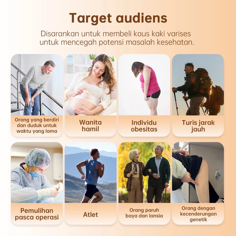 Herjunot Sport Kaos Kaki Kompresi Stoking Varises Pendek Pria Wanita / Medical Compresion Stocking