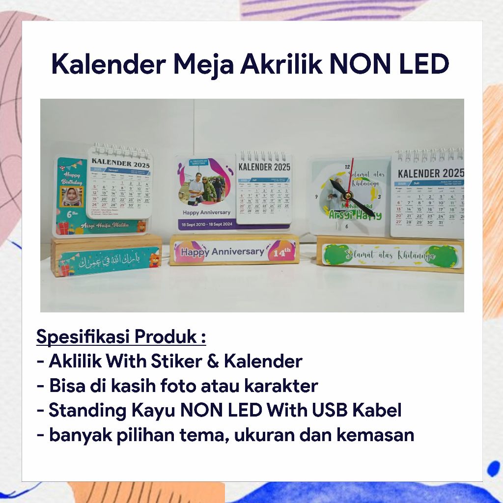 

Kalender Meja Akrilik Custom NON LED