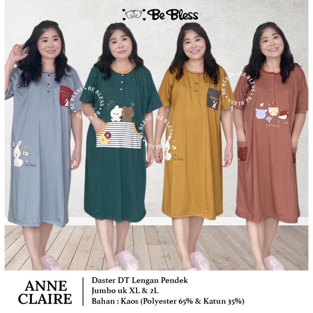 ANNE CLAIRE | Daster DT Lengan Pendek Jumbo Big size XL 2L Dewasa BabyDoll Baju Tidur Wanita