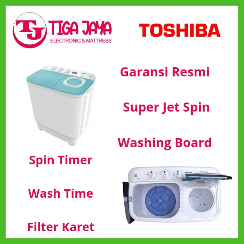 TOSHIBA VHH85MNWB MESIN CUCI 2 TABUNG 7,5 KG TOSHIBA VH H85MN WB VH-H85MN-WB