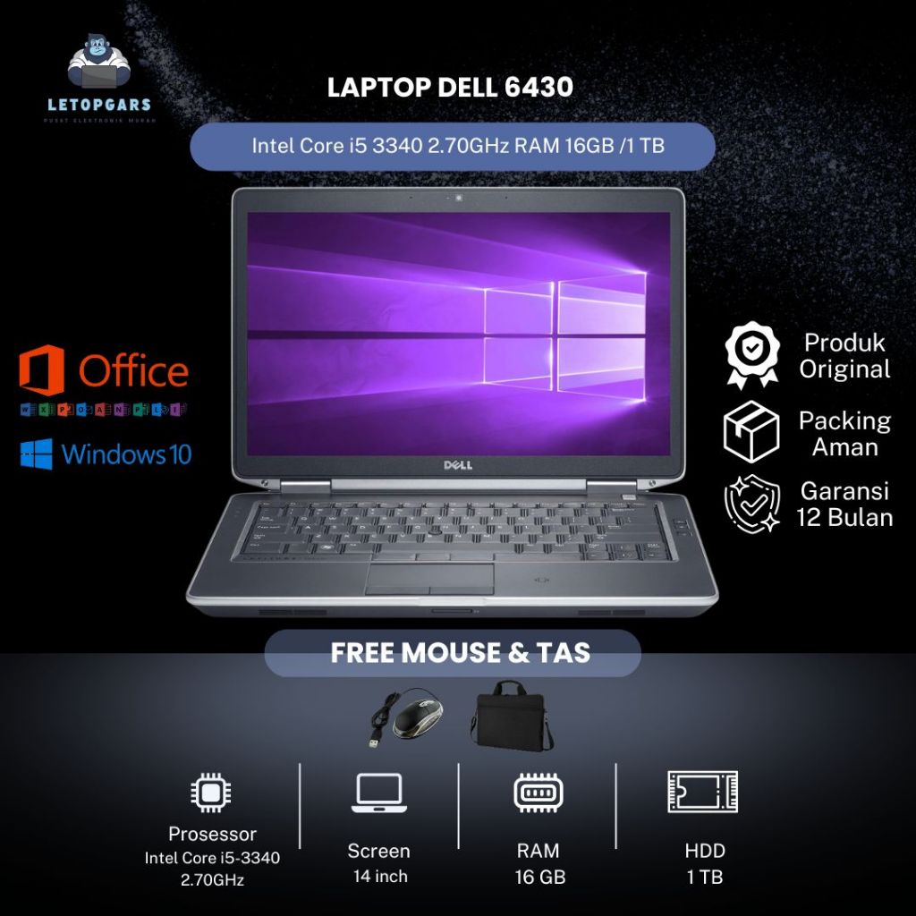 LAPTOP DELL 6430 i5 RAM 16GB /1 TB