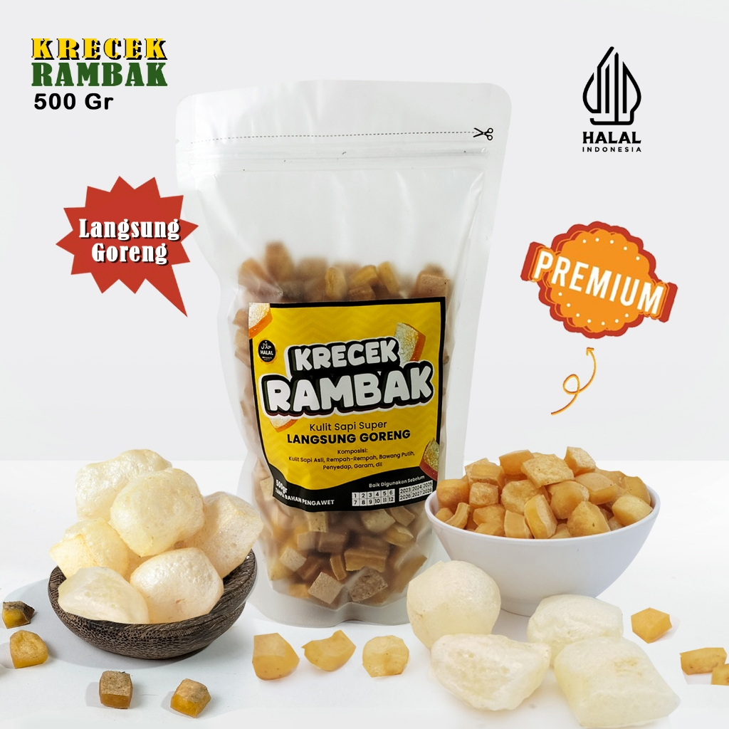 

Krecek rambak dadu 500 gram kerupuk dorokdok original krupuk kulit sapi asli tanpa jemur mentah