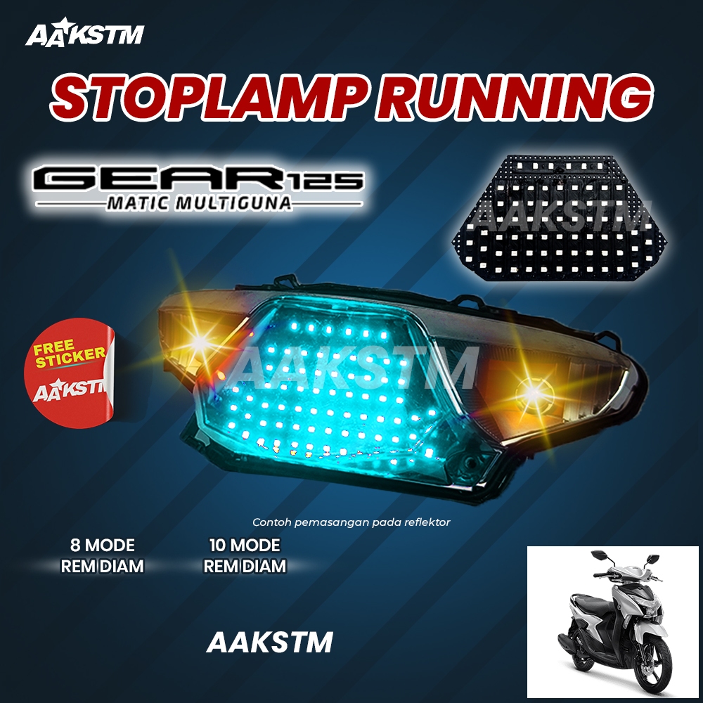 STOPLAMP RUNNING YAMAHA GEAR 125 LAMPU REM LED 8 & 10 MODE VARIASI AA KASTEM