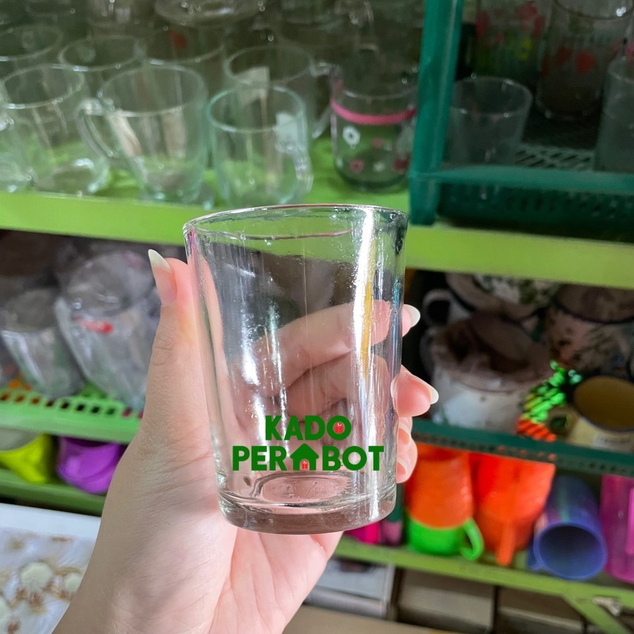 Gelas Jamu Polos - Gelas Bulat Polos - Gelas Kaca Bulat - Gelas Kaca Mini - Gelas Beling Jamu