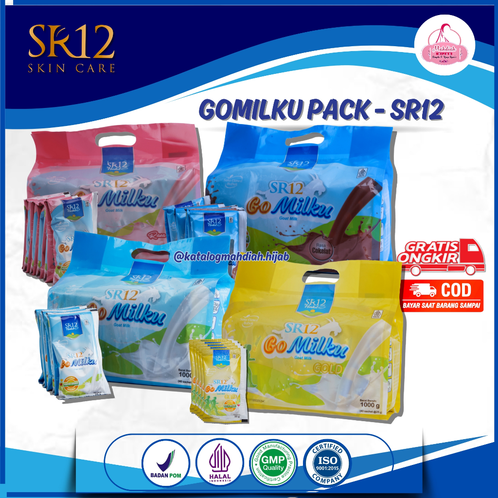 

SACHET GOMILKU SR12 PACK / 1000 GRAM / 40 SACHET / SUSU KAMBING ETAWA SR12