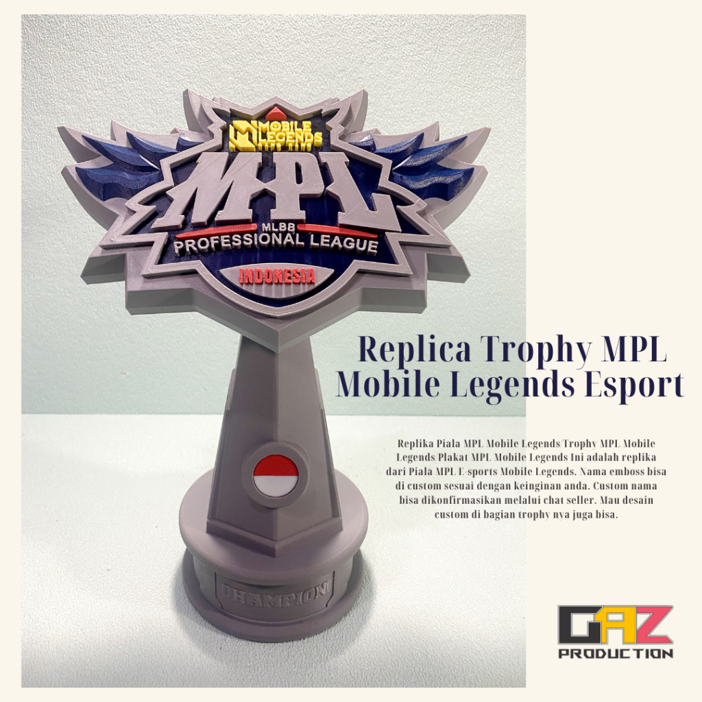 Replika Piala Plakat Trophy MPL Mobile Legends Esport 3D Printed