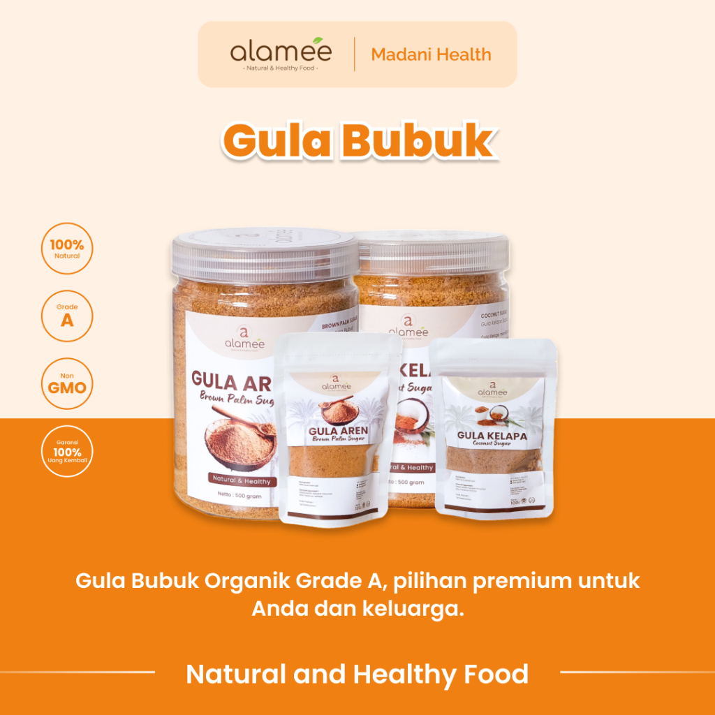 

ALAMEE Gula Semut Kelapa Aren Organik Asli Bubuk Coconut Sugar Premium Powder Natural Organik Organic 500gr