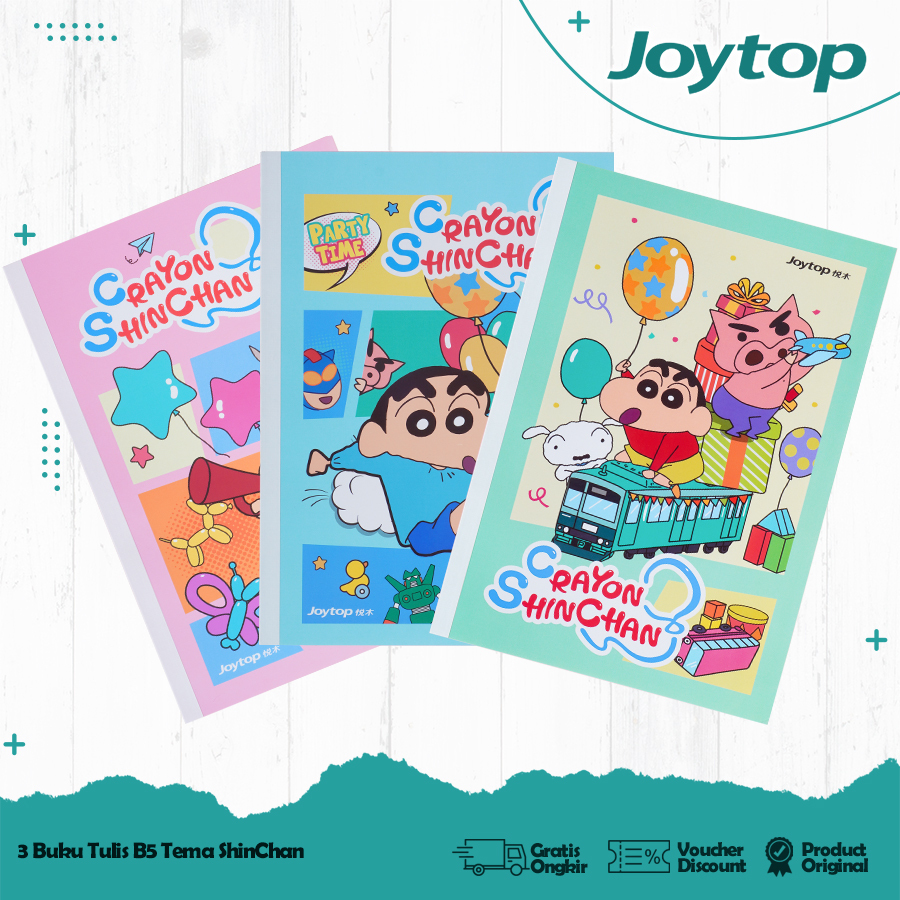 

JOYTOP 3PCS Buku Tulis B5 Garis Crayon Shinchan / Notebook Catatan Sekolah B5