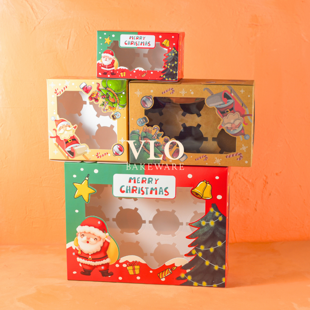 

Kotak kue natal hampers isi cupcake chiffon muffin | christmas cake box