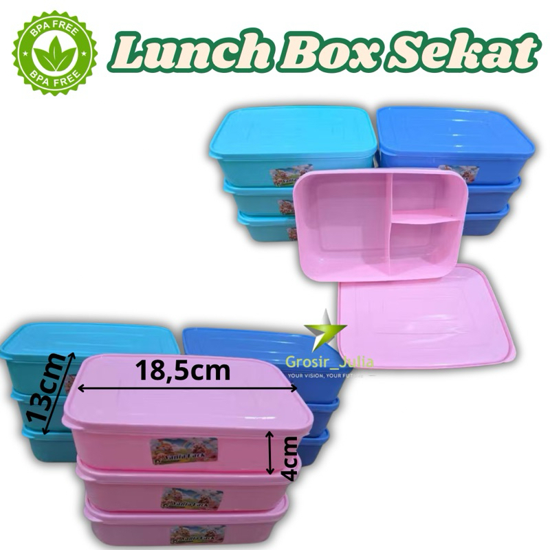 Grosir Julia | Tepak Tempat Makan Nasi bahan Plastik BPA Free Lunch Box Vania Sekat Kotak Bekal