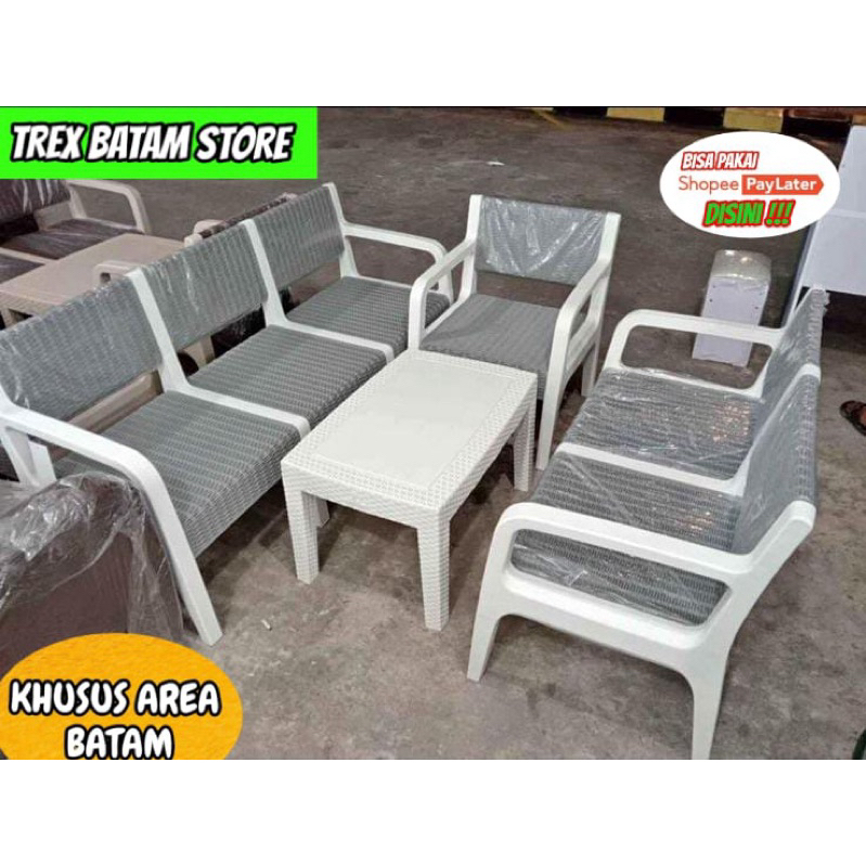 KURSI MEJA TAMU SET OLYMPLAST PLASTIK KOKOH MODEL 321 + MEJA [ BATAM ]
