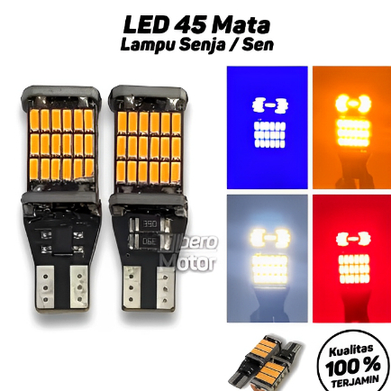 Lampu Sen Dajjal Sein Dajjal motor 45 Mata LED T10 Senja Super terang sepasang Universal Semua Motor