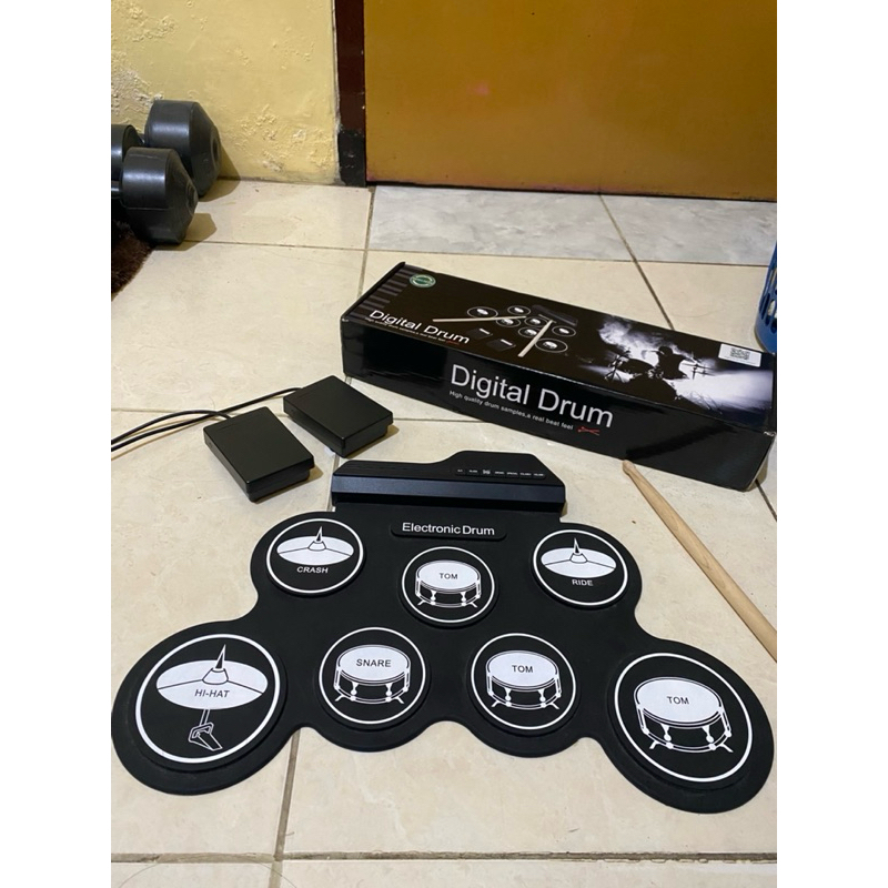 Preloved Rixton Drum Elektronik Portabel Digital USB 7 Bantalan Roll up Drum Set Silicone Electric D
